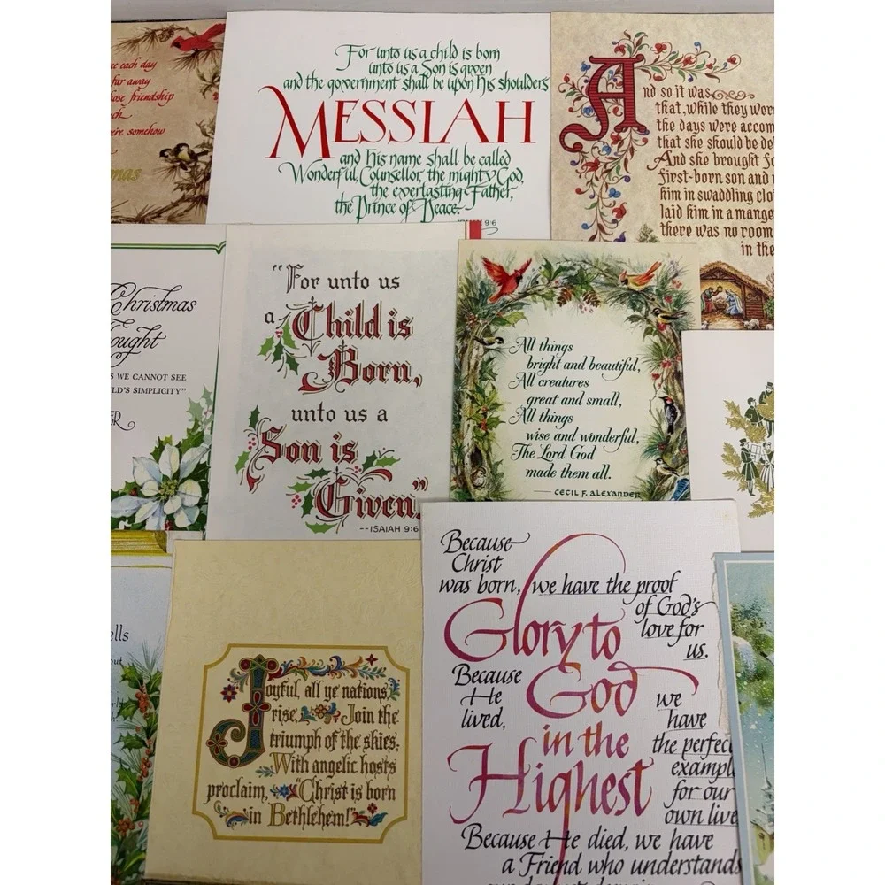 Vintage Christmas Cards Fronts ONLY Bible Verses More Scrapbooking Crafts 50+
